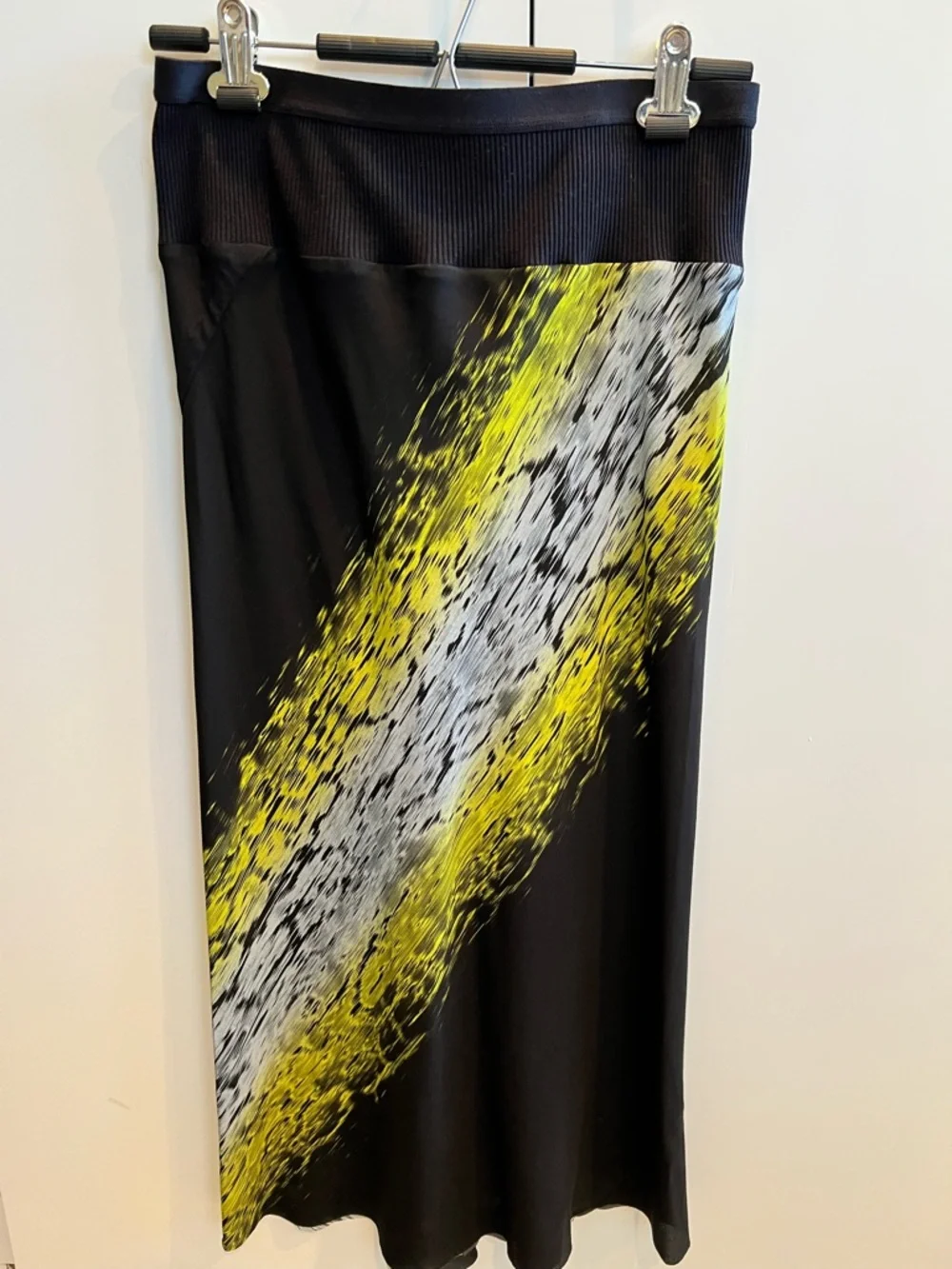 Rick Owens Black Midi Skirt with Yellow Accent Brushstrokes - Picture 5 of 5